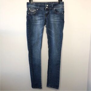 BOTIN Skinny Blue Jeweled Denim Jeans Size 7 Junior